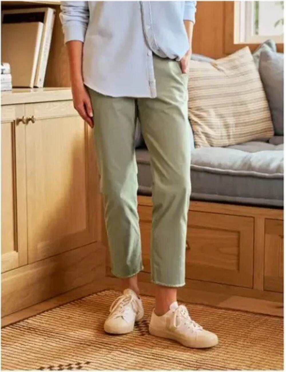 Frank & Eileen Wicklow Italian Chino Straight Leg Pants Mid Rise Sage Green 6